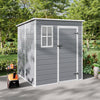 Grey Large Plastic Garden Shed Outdoor Storage Shed w/ Door and Window 181x183cm