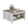 Wood Coffee Table with Storage Square for Living Room Modern Rustic Washed Grey