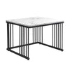 Nesting Coffee Table Set Metal Square Stacking Side Tables Marble-Look Tabletop