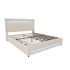 UPHOLSTERED BED FRAME 4FT6 DOUBLE BED LED LIGHTS WITH STORAGE DRAWERS, HEADBOARD