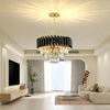 5-Lights Modern Crystal Chandelier Black Metal Ceiling Light for Dining Room