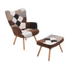 Wing Button Back Upholstered Armchair w/Footstool Relax Lazy Sofa Lounge Chair