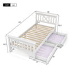 3ft Wooden Single Bed Frame White Solid Wood Bed w/Storage Drawers Bed Furniture