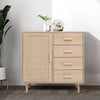 1 Door 2 Shleves 4 Drawer Sideboard Unit Storage Cabinet Compact Cupboard Rattan
