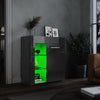 High Gloss Sideboard Cabinet Living Room Black Storage Cupboard with LED Lights