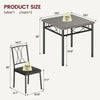 3-Piece Dining Table Set Metal Frame Square Kitchen Table with 2 Chairs