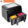 8L Large Dual Baskets Air Fryer Digital 2000W Heathy Cooker Kitchen Oven Low Fat