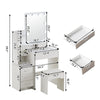 4 Drawers White Dressing Table Set Makeup Desk with Mirror Stool Shelf Storage