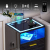 Bedside Table with Charging Station, Nightstand with 3-colour LED Lighting