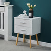 White Bedside Table 2 Drawers Nightstand Cabinet Wood Legs Side Table