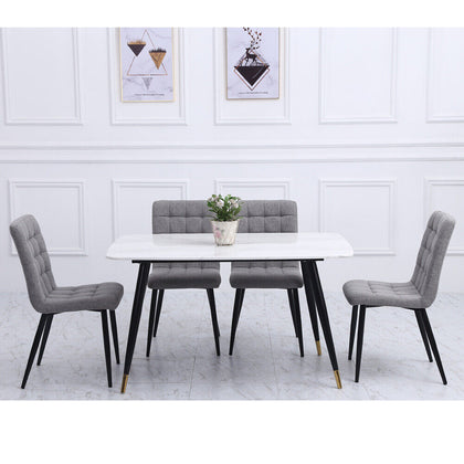 4PC Grey Dining Chairs Padded Seat High back Metal Legs Home Office Furniture UK
