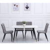 4PC Grey Dining Chairs Padded Seat High back Metal Legs Home Office Furniture UK