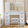 White Dressing Table Wood Makeup Desk with LED Mirror 7 Drawers Stool Bedroom