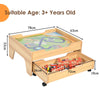 Kids Wooden Train Track Railway Set Table with 100 Pieces Storage Drawer