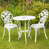 White Bistro Set Outdoor Patio Garden Furniture Table and 2 Chairs Metal