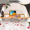 Extendable Wood Bamboo Bath Tub Caddy Tray Rack Shelf Phone Tablet Book Holder