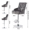 360° Swivel Grey Velvet Bar Stool Gas Lift w/Lion Head Door Knocker &Tufted Back
