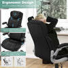 Swivel PU Leather Computer Desk Chair Ergonomic Office Chair-Black