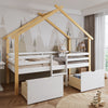 Wooden House Bed with Large Storage Drawers 3ft Single Cabin Canopy Bed Frame