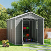 Garden Shed Double Windows 8 x 8 ft Grey Outdoor Apex Patio Plastic Storage Grey
