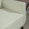 Modern 2 Seater Sofa, Tufted Small Fabric Couch with Wood Legs, Cream White