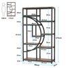 Industrial 5-Tier Etagere Bookcase Freestanding Tall Bookshelf w/ 9 Open Storage