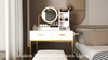 Modern Dressing Table Set with LED Light Mirror Stool Drawers Shelves Bedroom