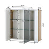Bathroom Cabinet Mirror Wall Mounted Storage Cupboard Adjustable Shelf Top Light