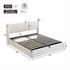 Ottoman Bed 5ft King LED Upholstered Storage Bed Frame with Adjustable Headboard
