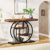 41.3'' Console Table, Industrial 4-Tier Sofa Table Entryway Table w/ Circle Base