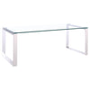 Modern Coffee Table Side Rectangle Table Tempered Clear Glass Table Metal Frame