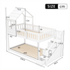 Cabin House Bunk Bed Solid Pine Wood Kids High Sleeper with Storage Stairs White