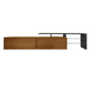 Modern LED TV Stand Unit Wooden Cabinet with Glass Shelves & 2 Drawers Storage