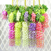 12/24pcs Artificial Wisteria Vine Ivy Garland Foliage Plant Trailing Silk Flower