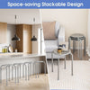 Set of 6 Metal Stacking Stools Round Nesting Bar Stool with X-shape Connection
