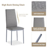4pcs Grey Faux Leather Dining Chairs&White Marble Glass Dining Table Dining Set