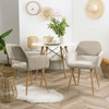 Set of 2 Beige Fabric Dining Chairs with Arms Modern Upholstered Kitchen Chairs