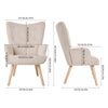 Modern Single Sofa Chair - Beige Solid Wood Leisure Chair High Back Armchair NEW