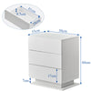 LED Light 3 Drawers Bedside Table High Gloss Cabinet Side End Table Living Room
