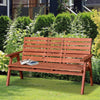 Convertable 3-Seater Wood Bench Table Garden w/ Armrests Orange