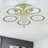 LED Ceiling Light Crystal Gold Chandelier Living Room Bedroom Dimmable w. Remote