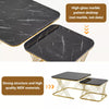 Set of 2 Fuax Marble Nesting Coffee Table Square Side End Tables with Metal Legs