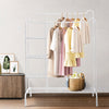 Rolling Double Clothes Rail Hanging Rack Garment DisplayStand Shoe Storage Shelf
