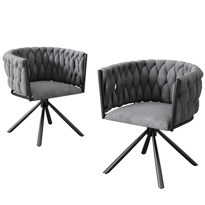 2PCS Swivel Velvet Desk Accent Chairs Set Rotatable Dining Kitchen Chairs Modern