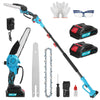 2 IN 1 Cordless Pole Chainsaw Long Reach Cutter Pruner Saw 2Batteries Charger UK