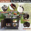 Movable Prep Table Outdoor Grill Cart w/ Shelves-Brown