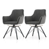 2x Grey 360° Swivel Dining Chairs Velvet Padded Seat Dining Room Chair Modern