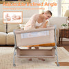 Baby Bassinet Bedside Sleeper with Lockable Wheel & Storage Basket-Beige