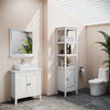 150cm White Tall Bathroom Cabinet Slim Storage Cabinet w/Single Door & 3 Shelves