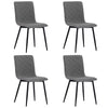 4x Dining Chairs Grey Linen Padded Seat Armless Leisure Kitchen Chair Metal Legs